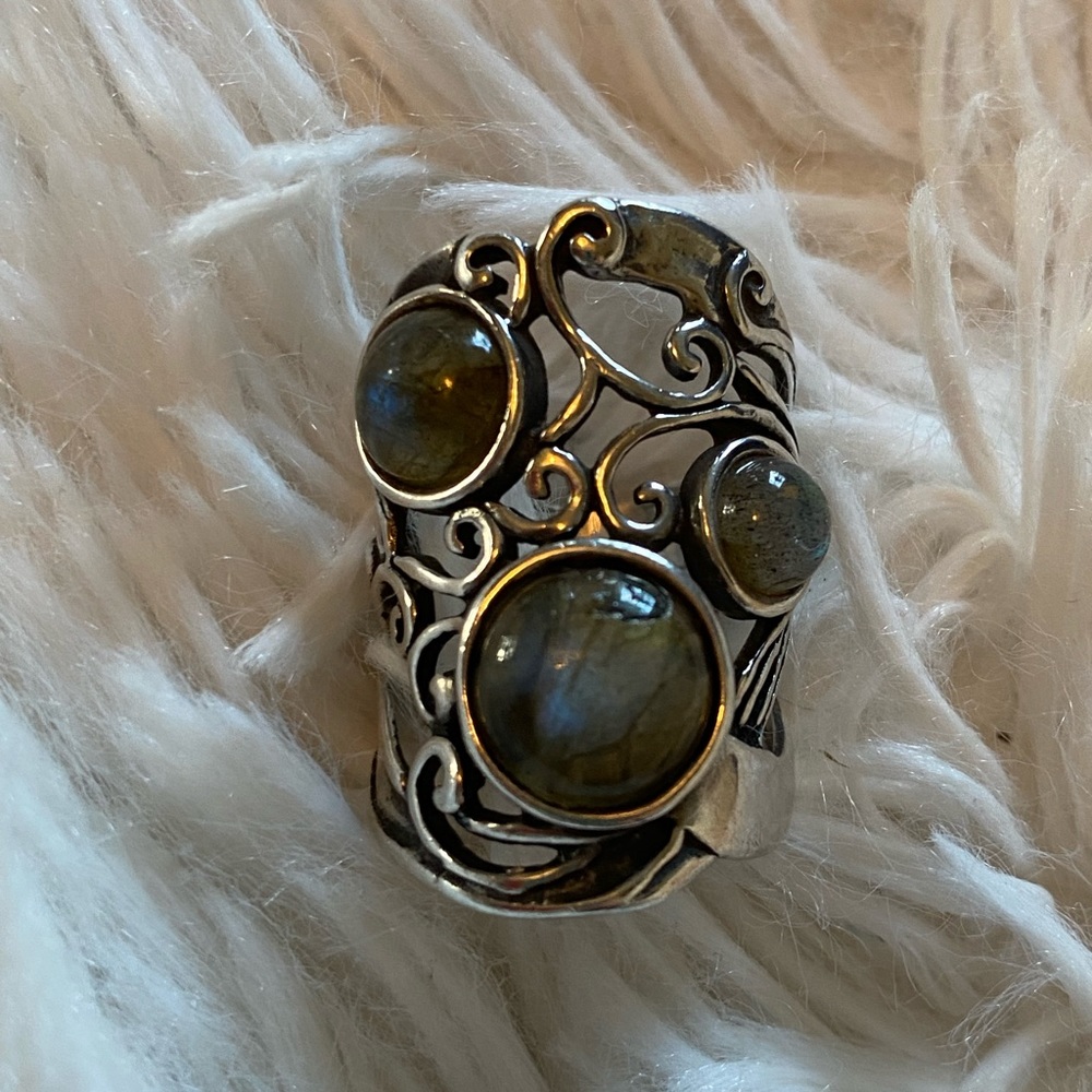 Silver Ring with labradorite